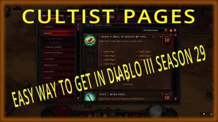 Diablo 3 cultist pages what to do
