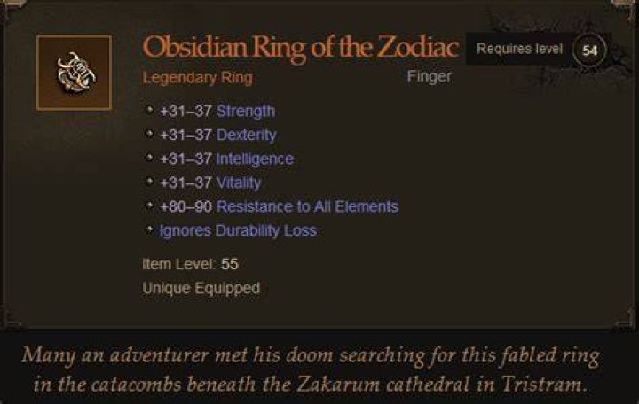Diablo 3 how to get obsidian ring of the zodiac