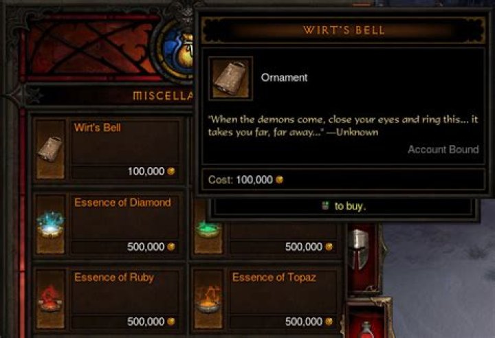 Diablo 3 wirt’s bell what does it do