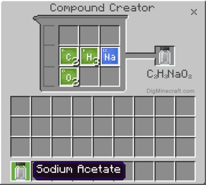 How do you make sodium acetate in minecraft