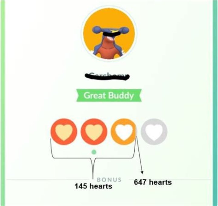 How many hearts pokemon go buddy