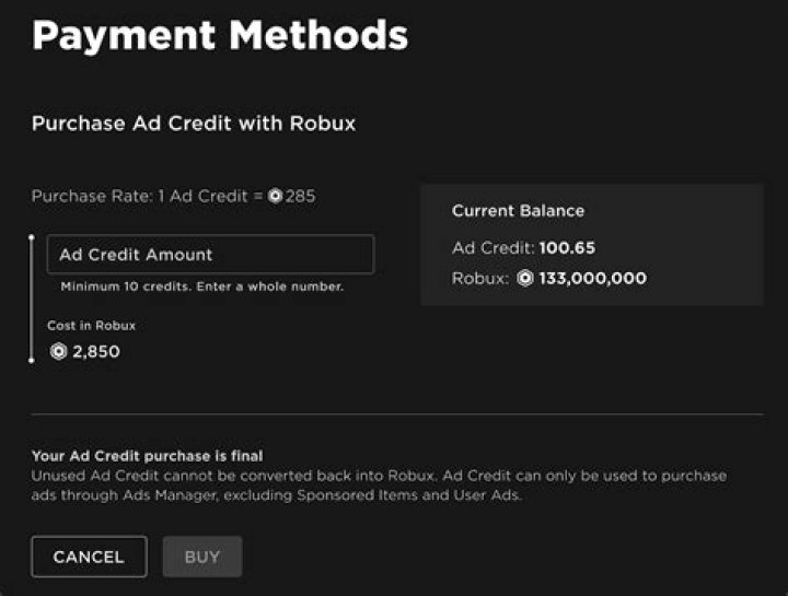 How much does a roblox ad cost