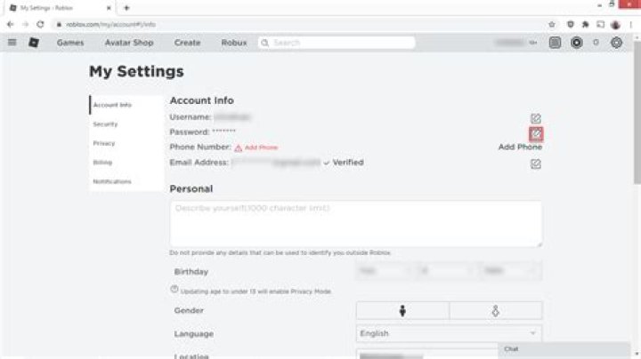 How to change password on roblox