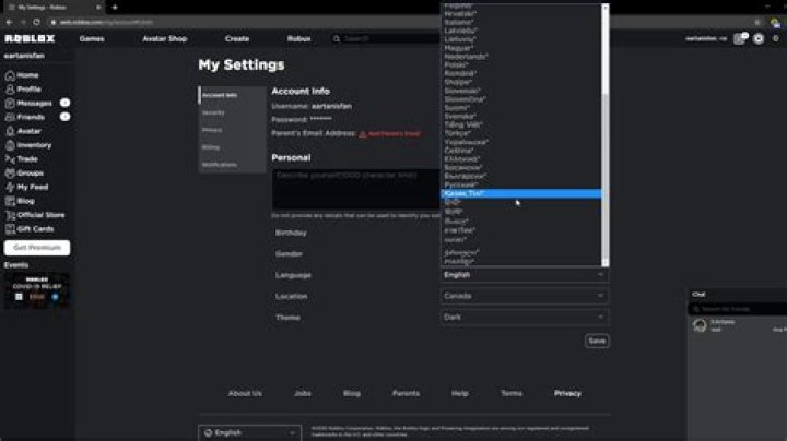 How to change roblox language