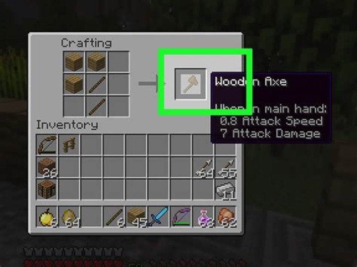 How to craft a wooden axe in minecraft
