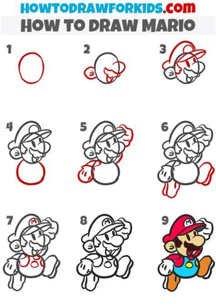 How to draw mario easy step by step