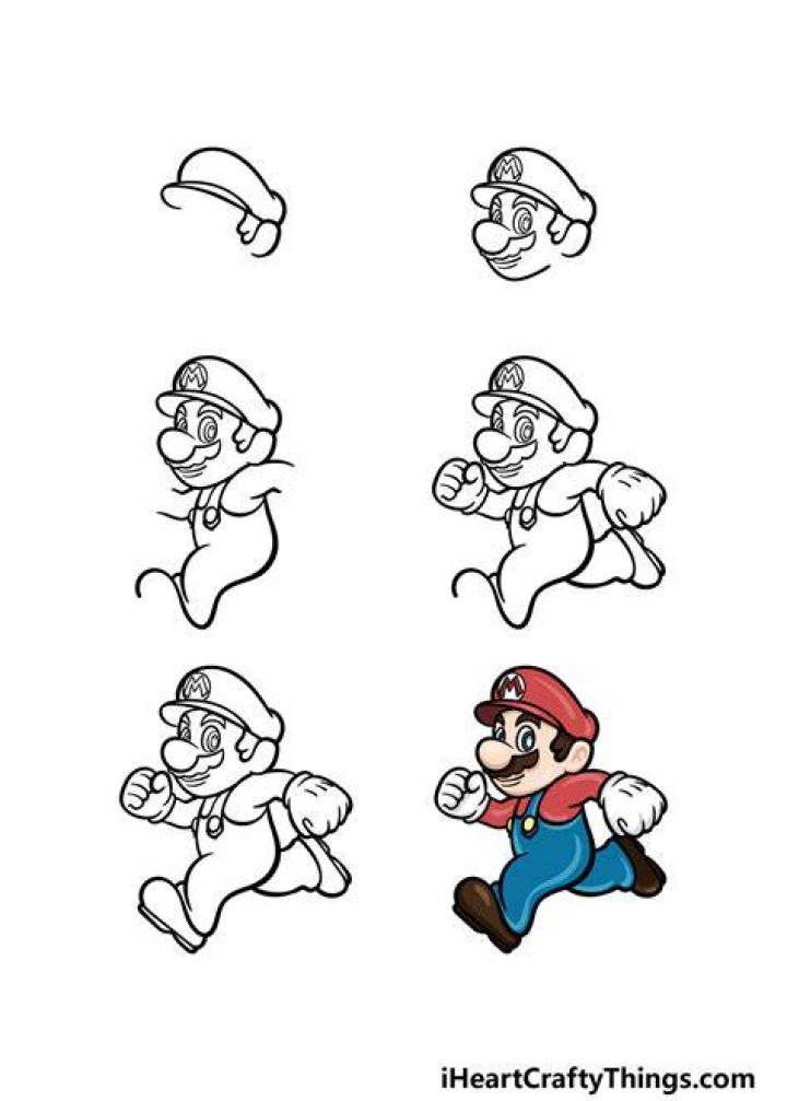 How to draw mario step by step for kids