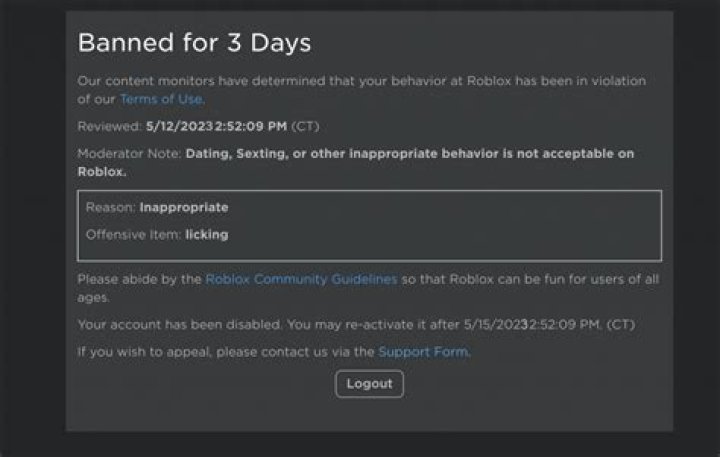 How to get banned in roblox