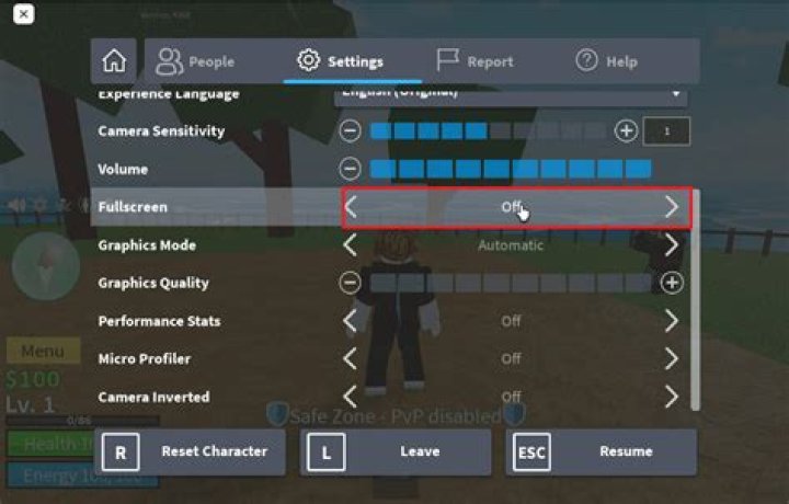How to get out of fullscreen in roblox