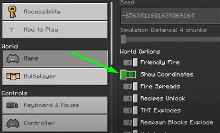 How to turn on coordinates in minecraft bedrock