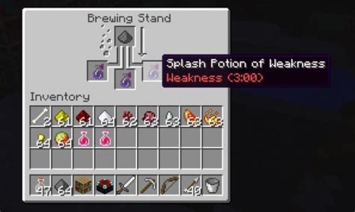 Minecraft how to make splash potion of weakness
