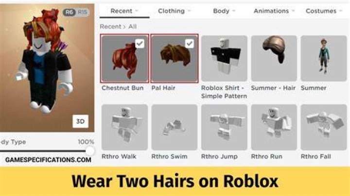Roblox how to put on 2 hairs