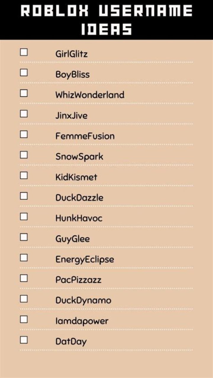 What are some good usernames for roblox