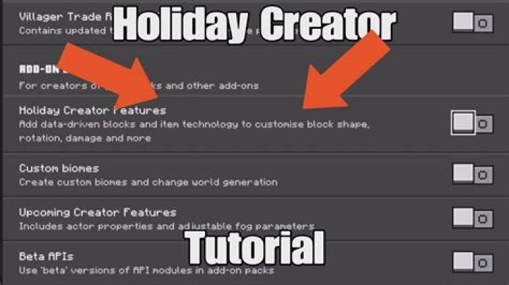 What does holiday creator features do in minecraft