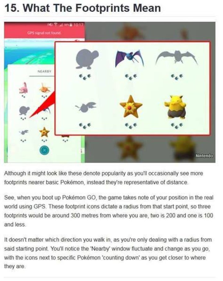 What does the footprints mean in pokemon go