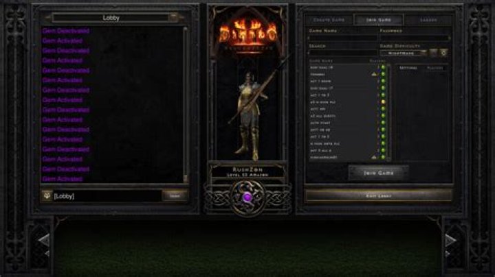 What does the gem do in diablo 2 chat