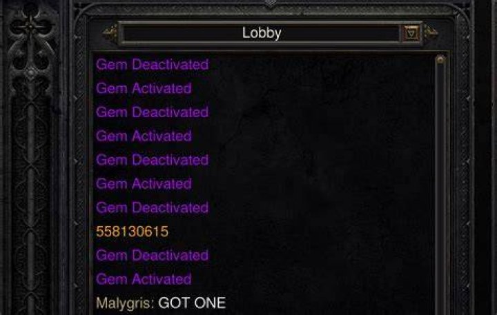 What does the gem do in diablo 2 lobby