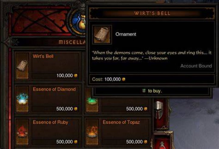 What does wirt’s bell do in diablo 3
