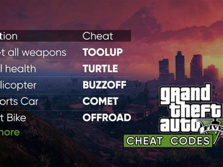 What is the cheat codes for gta 5