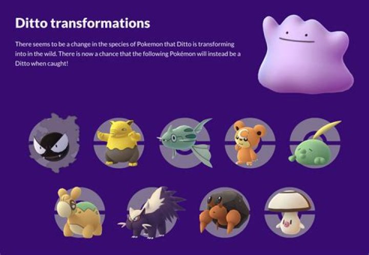 What pokemon can ditto be pokemon go