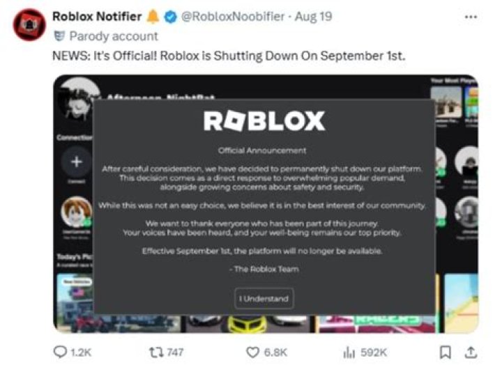 When is roblox back
