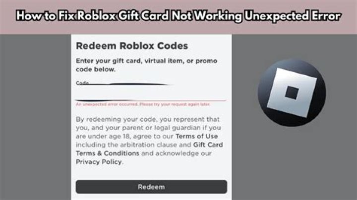 Why is my roblox card not working