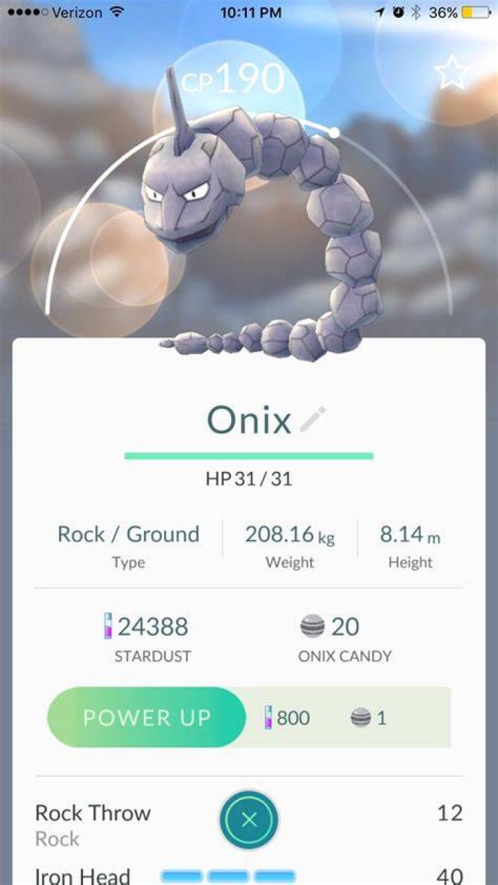 Why is onix so weak pokemon go